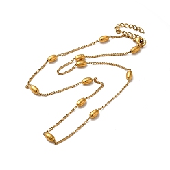 Doré  Placage ionique (ip) 304 colliers de chaîne gourmette en acier inoxydable, colliers de perles ovales pour femmes, or, 15.75 pouce (40 cm)