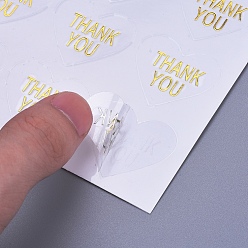 Clear Thank You Stickers, Thanksgiving  Sealing Stickers, Label Paster Picture Stickers, for Gift Packaging, Heart with Word Thank You, Clear, 28x32mm