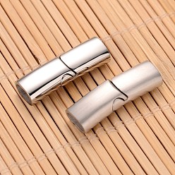 Stainless Steel Color Mixed Matte & Smooth 304 Stainless Steel Rectangle Magnetic Clasps with Glue-in Ends, Stainless Steel Color, 28x9x6mm, Hole: 4x7mm