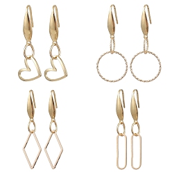 Mixed Shapes 316 boucles d'oreilles pendantes en acier inoxydable chirurgical, bijoux de charme en laiton pour femmes, formes mixtes, 36.5~47x6~17.5mm