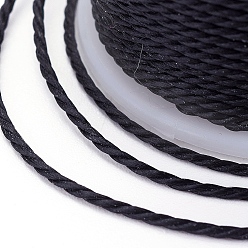 Черный Круглый вощеный полиэфирный шнур, тайваньский вощеный шнур, витой шнур, чёрные, 1 мм, около 12.02 ярдов (11 м) / рулон