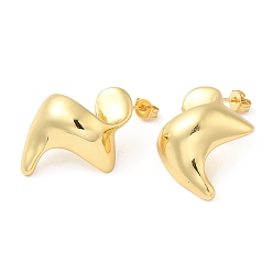 Real 18K Gold Plated Rack Plating Brass Twist Stud Earrings for Women, Long-Lasting Plated, Cadmium Free & Lead Free, Real 18K Gold Plated, 29x21.5mm