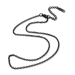 Gunmetal 304 Stainless Steel Cable Chain Necklace, Gunmetal, 15.98 inch(40.6cm)