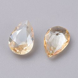 Sombra Dorada Colgantes de diamantes de imitación de cristal, facetados, lágrima, golden shadow, 16x11x7 mm, agujero: 1.5 mm