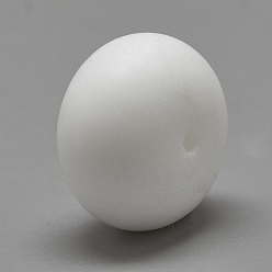 Blanc Perles de silicone écologiques de qualité alimentaire, perles à mâcher pour les jouets de dentition, Diy soins infirmiers colliers faisant, rondelle, blanc, 14x8mm, Trou: 3mm