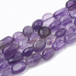 Amethyst Natural Amethyst Beads Strands, Oval, 5~15x4~10x2~6mm, Hole: 1mm, about 40~60pcs/strand, 15.7 inch