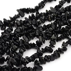 Obsidienne Obsidienne naturelle perles brins, teint, puce, 5~8mm, Trou: 0.5mm, environ 31~32 pouce