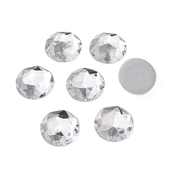 Clear Acrylic Rhinestone Cabochon, Faceted, Half Round/Dome, Clear, about 20mm in diameter, 6mm thick