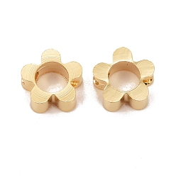 Real 24K Gold Plated Rack Plating Eco-friendly Brass Bead Frames, Lead Free & Cadmium Free, Long-Lasting Plated, Textured, Hollow Flower, Real 24K Gold Plated, 8x8x3mm, Hole: 2mm
