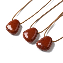 Red Jasper Natural Red Jasper Triangle Pendant Necklace with Waxed Cord for Women, 15.75~29.92 inch(40~76cm)