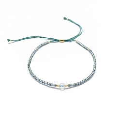 Agate Naturelle Bracelets réglables en agate naturelle tressée, avec cordon en nylon et perles de rocailles / perles heishi, 4.3~7.95 cm, 1.5 mm