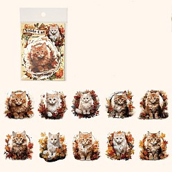 Cat Shape 20Pcs 10 Styles Paper Cartoon Animals Decorative Stickers, Self-adhesion, for Kid's Art Craft, Cat Shape, 65x65mm, 2pcs/style