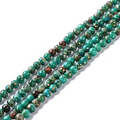 Teal Assembled Natural Imperial Jasper & Synthetic Opal Beads Strands, Dyed, Round, Teal, 4mm, Hole: 0.7mm, about 98~100pcs/strand, 15.94''(40.5cm)