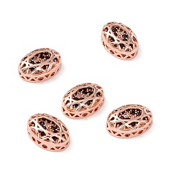 Black Eco-friendly Brass Micro Pave Cubic Zirconia Multi-strand Links, Rack Plating, Cadmium Free & Lead Free, Oval, Rose Gold, Black, 12x8x5mm, Hole: 1.2mm