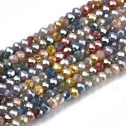 Mixed Color Electroplate Glass Beads Strands, Pearl Luster Plated, Faceted, Rondelle, Mixed Color, 2mm, Hole: 0.7mm, about 188~198pcs/Strand, 12.60 inch~13.11 inch(32~33.3cm)