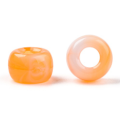 Orange Perles acryliques, deux tons, baril, orange, 9x6mm, Trou: 3.7mm, environ1700 pcs / 500 g