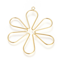 Real 18K Gold Plated Brass Big Pendants, Nickel Free, Flower, Real 18K Gold Plated, 55~59x49x1mm, Hole: 2.5mm