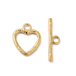 Real 18K Gold Plated Ion Plating(IP) 304 Stainless Steel Toggle Clasps, Heart, Real 18K Gold Plated, Heart: 16.5x13.5x2mm, Hole: 3mm, Bar: 22x6x2mm, Hole: 3mm.