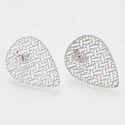Stainless Steel Color 304 Stainless Steel Stud Earring Findings, with Loop, Teardrop, Stainless Steel Color, 26x17mm, Hole: 1mm, pin: 0.7mm