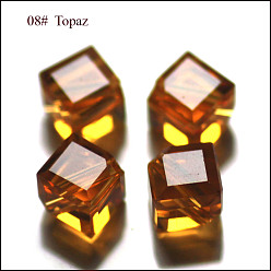 Naranja Imitación perlas de cristal austriaco, aaa grado, facetados, cubo, naranja, 7x8.5x8.5 mm, agujero: 0.9~1 mm