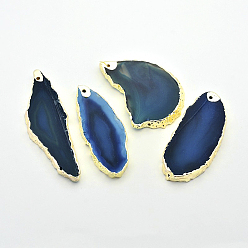 Natural Agate Nuggets Electroplate Natural Agate Pendants, with Golden  Plated Brass Findings, 40~100x20~50x5~7mm, Hole: 1.5mm