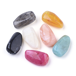 Mixed Color Acrylic Beads, Imitation Gemstone, Nuggets, Mixed Color, 27.5x15x10mm, Hole: 1.5mm, about 170pcs/500g