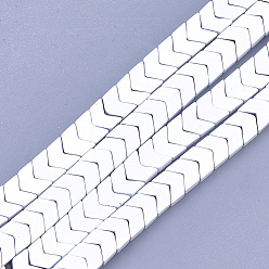 White Spray Painted Non-magnetic Synthetic Hematite Beads Strands, Arrow/Chevron, White, 5.5x6x2mm, Hole: 0.7mm, about 107pcs/strand, 16.1 inch