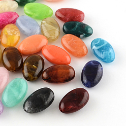 Mixed Color Oval Imitation Gemstone Acrylic Beads, Mixed Color, 30x19x11.5mm, Hole: 2.5mm, about 117pcs/500g