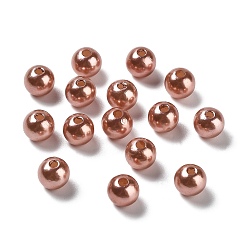Brun Rosé  Perles acryliques en nacre d'imitation , teint, ronde, brun rosé, 8x7.5mm, Trou: 2mm, environ 1900 pcs / livre