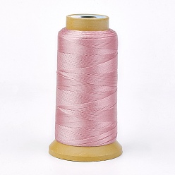 Pink Полиэфирная нить, для заказа тканые решений ювелирных изделий, розовые, 0.7 мм, около 310 м / рулон