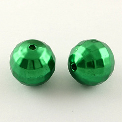 Sea Green ABS Plastic Imitation Pearl Faceted Round Beads, Sea Green, 20mm, Hole: 2.5mm, about 122pcs/500g