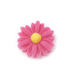 Deep Pink Resin Cabochons, Flower/Daisy, Deep Pink, 23x22x7mm