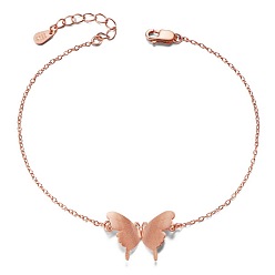Or Rose Shegrace unique design 925 bracelet à maillons en argent sterling, avec papillon (rallonges de chaîne de style aléatoire), or rose, 6-3/4 pouce (17 cm)