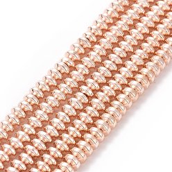 Plaqué D'or Rose Galvanoplastie non magnétiques hématite synthétique brins de perles, AA grade, plaqué longue durée, rondelle, plaqué or rose clair, 3x2mm, Trou: 0.8mm, Environ 223 pcs/chapelet, 15.7 pouce (40 cm)