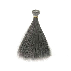 Slate Gray Plastic Long Straight Hairstyle Doll Wig Hair, for DIY Girl BJD Makings Accessories, Slate Gray, 5.91 inch(15cm)