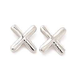 Letter X Brass Hollow Out Initial Letter Stud Earrings for Women, Platinum, Lead Free & Cadmium Free, Letter.X, 7x7x1.5mm, Pin: 0.8mm