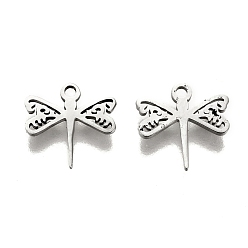Stainless Steel Color 304 Stainless Steel Charms, Laser Cut, Dragonfly, Stainless Steel Color, 9.5x9.5x1mm, Hole: 1.2mm