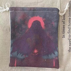 Colorful Tarot Card Storage Bag, Cloth Tarot Drawstring Bags, Rectangle with Woman Pattern, Colorful, 18x13cm
