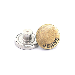 Antique Bronze Alloy Button Pins for Jeans, Nautical Buttons, Garment Accessories, Round, Antique Bronze, 20mm