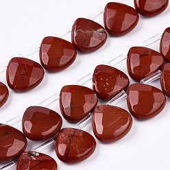 Red Jasper Natural Red Jasper Beads Strands, Top Drilled Beads, Faceted, Teardrop, 13x13x5mm, Hole: 0.6mm, about 30pcs/strand, 13.98 inch(35.5cm)