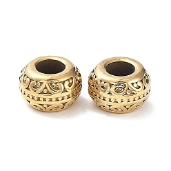 Golden Ion Plating(IP) 304 Stainless Steel European Beads, Large Hole Beads, Rondelle, Golden, 12x7mm, Hole: 5.5mm
