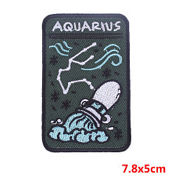 Aquarius Rectangle with Constellation Computerized Embroidery Cloth Iron on/Sew on Patches, Costume Accessories, Aquarius, 78x50mm