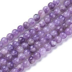 Lepidolita Lepidolita natural / hebras de perlas de piedra de mica púrpura, rondo, 6.5 mm, agujero: 1 mm, sobre 60 unidades / cadena, 15.28 pulgada (38.8 cm)