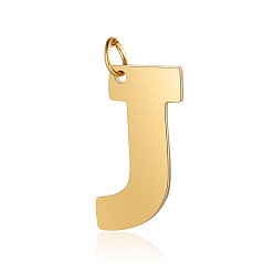 Letter J 201 Stainless Steel Pendants, Letter, Golden, Letter.J, 29.5x18x1.5mm, Hole: 4.5mm