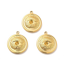 Real 18K Gold Plated Ion Plating(IP) 304 Stainless Steel Pendant Rhinestone Settings, Flat Round with Eye, Real 18K Gold Plated, Fit for 2.5mm Rhinestone, 17.5x15x3mm, Hole: 1.5mm