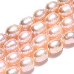 Wheat Natural Cultured Freshwater Pearl Beads Strands, Rice, Wheat, 7~14x6.8~7.5mm, Hole: 0.7~0.8mm, about 38~45pcs/strand, 14.57 inch(37cm)