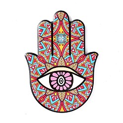 Indian Red Hamsa Hand/Hand of Miriam with Evil Eye Pattern Porcelain Cup Mats, Anti-Slip Heat Resistant Cork Bottom Coasters, Indian Red, 144x105x7.5mm