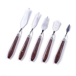 Brun Saddle Couteau à raclette peinture à l'huile, outils de dessin, selle marron, 174~230x17.5mm, tête: 68~125x12.5~23 mm, 5 pcs / set
