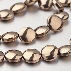 Antique Bronze Plated Electroplate Non-magnetic Synthetic Hematite Bead Strands, Flat Round, Antique Bronze Plated, 4x3mm, Hole: 1mm, about 102pcs/strand, 15.7 inch