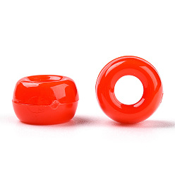 Roja Cuentas de plástico opaco, barril, rojo, 9x6 mm, agujero: 3.8 mm, Sobre 1950 unidades / 500 g